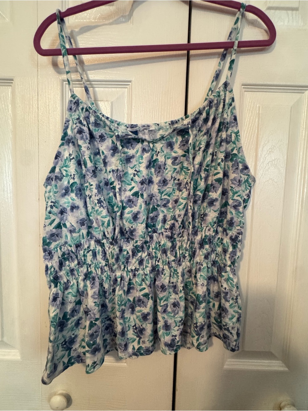 Old Navy Blue and Green Floral Spaghetti Strap Camisole